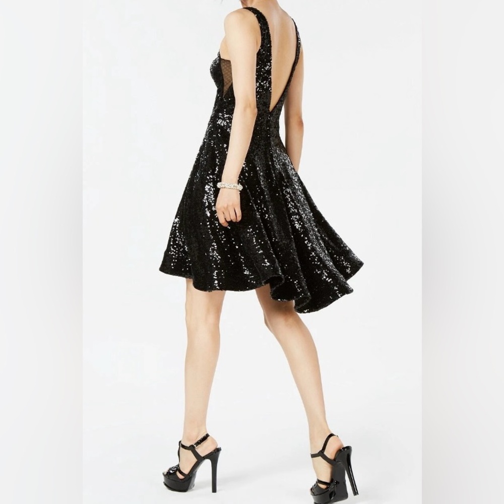 B. DARLIN  Elegant Black Sequin Cocktail Dress